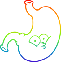 rainbow gradient line drawing of a cartoon bloated stomach png