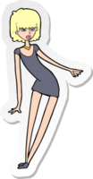 Aufkleber einer Cartoon-Frau im Kleid, die sich lehnt png