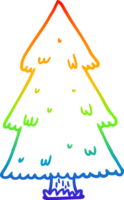 rainbow gradient line drawing of a christmas tree png