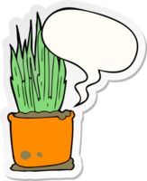 cartoon house plant with speech bubble sticker png