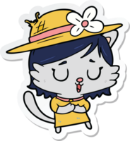 autocollant d'un chat de dessin animé portant un chapeau png