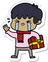 sticker of a crying boy cartoon png
