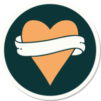 sticker of tattoo in traditional style of a heart and banner png