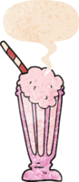 desenho animado milkshake com discurso bolha dentro grunge angustiado retro texturizado estilo png