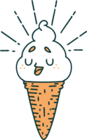 illustration of a traditional tattoo style ice cream character png