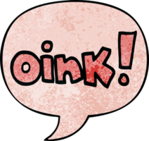 cartoon word oink with speech bubble in retro texture style png