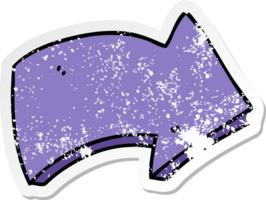 distressed sticker of a quirky hand drawn cartoon arrow png