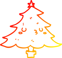 warm gradient line drawing of a cute cartoon christmas tree png