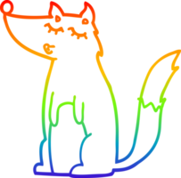 rainbow gradient line drawing of a cartoon wolf png