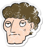 distressed sticker of a cartoon bored man png