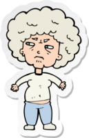 sticker of a cartoon annoyed old woman png