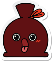 sticker of a cute cartoon sack png