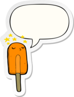 cartoon ice lolly with speech bubble sticker png
