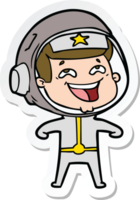 sticker of a cartoon laughing astronaut png
