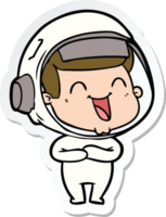 sticker of a happy cartoon astronaut png