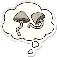 tecknad serie svamp med trodde bubbla som en tryckt klistermärke png