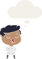 cartoon man talking with thought bubble in retro style png