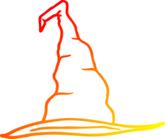 warm gradient line drawing of a cartoon witch hat png