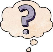 cartoon question mark with thought bubble in grunge texture style png