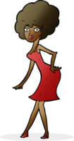 caricatura, mujer, posar, en, vestido png