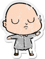 distressed sticker of a cartoon bald man png