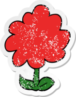 distressed sticker of a cartoon flower png