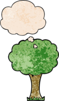 cartoon tree with thought bubble in grunge texture style png