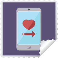 dating app on cell phone graphic square sticker stamp png
