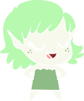 happy flat color style cartoon elf girl png