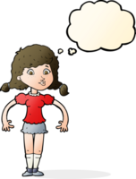 cartoon pretty girl with thought bubble png