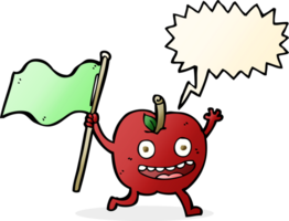 pomme de dessin animé avec drapeau avec bulle de dialogue png