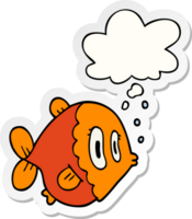 dibujos animados pescado con pensamiento burbuja como un impreso pegatina png