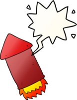 cartoon rocket with speech bubble in smooth gradient style png