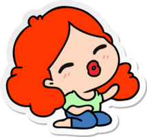 hand drawn sticker cartoon of cute kawaii girl png