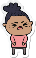 sticker of a cartoon angry woman png