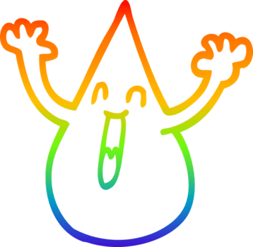 Regenbogen Gradient Linie Zeichnung von ein Karikatur Blut Tröpfchen png