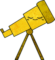 rétro grunge texture dessin animé de une télescope png