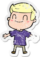 distressed sticker of a cartoon friendly man png