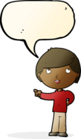 cartoon boy pointing with speech bubble png