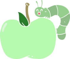 insecto y manzana de dibujos animados de estilo de color plano png