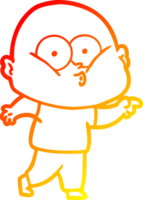 warm gradient line drawing of a cartoon bald man staring png