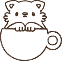 Coffee Cat Charcoal Drawing png