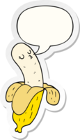 desenho animado banana com discurso bolha adesivo png