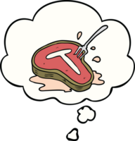 dessin animé steak avec pensée bulle png