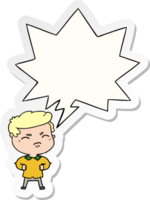 cartoon annoyed man with speech bubble sticker png