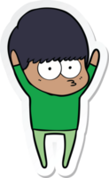 sticker of a stretching cartoon boy png