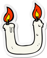 pegatina de una vela encendida en ambos extremos de dibujos animados png