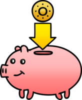 gradient shaded cartoon of a piggy bank png