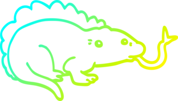 cold gradient line drawing of a cartoon lizard png