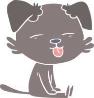 flat color style cartoon dog sticking out tongue png